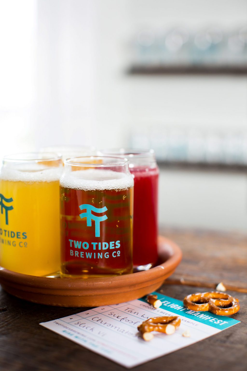 Two Tides Brewing beer flight